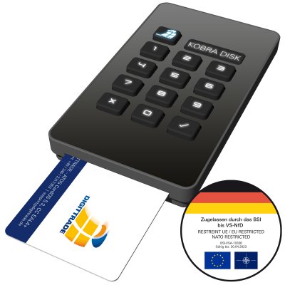 KOBRA Drive VS with 2-Factor-Authentication incl. 2 ATOS EAL 4+ Smartcards SSD