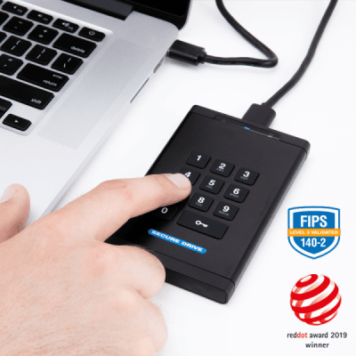 SecureDrive® KP - Hardware Encrypted USB 3.0 External Portable Drive